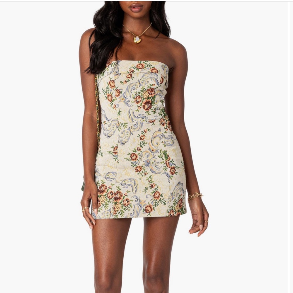 Floral Lace-Up Back Mini Dress